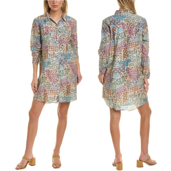 Roller Rabbit Primevere Silk Blend Shirt Dress NWT in Natural XS - Picture 2 of 12